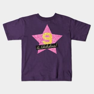 9th Birthday Gifts Women Fabulous - Pink Gold Kids T-Shirt
